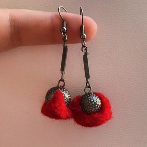 Red Puffy Earrings